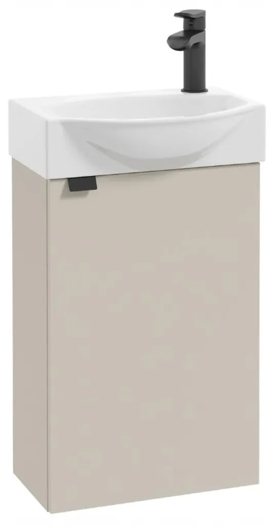 Meuble lave-mains suspendu 40 cm avec vasque intégrée beige cachemire mat
