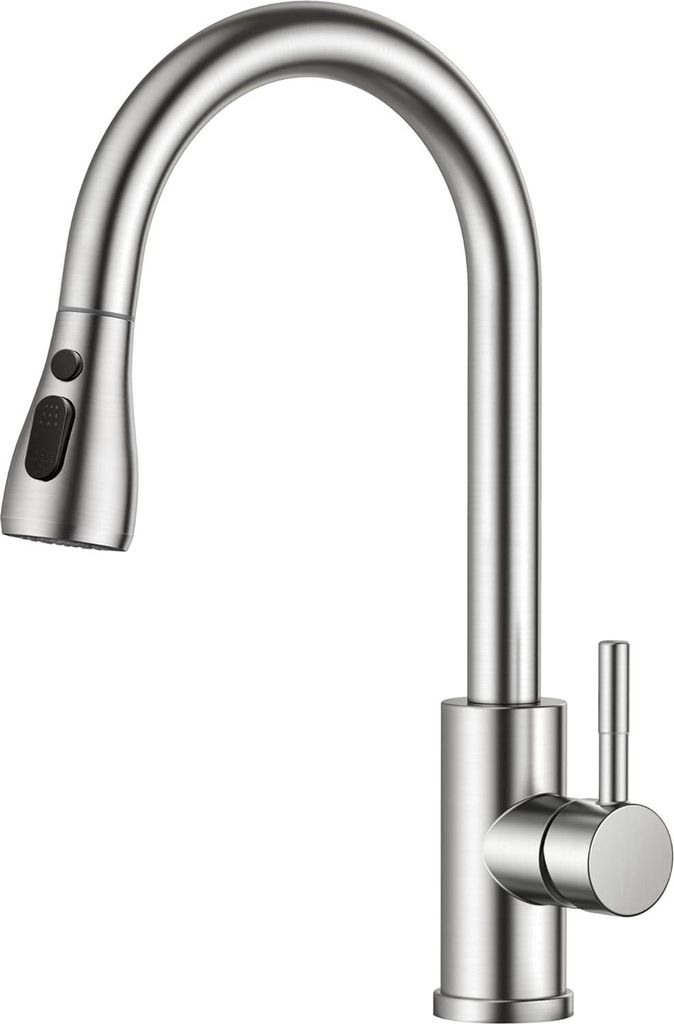 Wasserhahn Küche, Hochdruck Küchenarmatur mit Herausziehbarer Brause Ausziehbar Armatur, Mischbatterie Spültischarmatur, 360° Schwenkbar Zwei S...