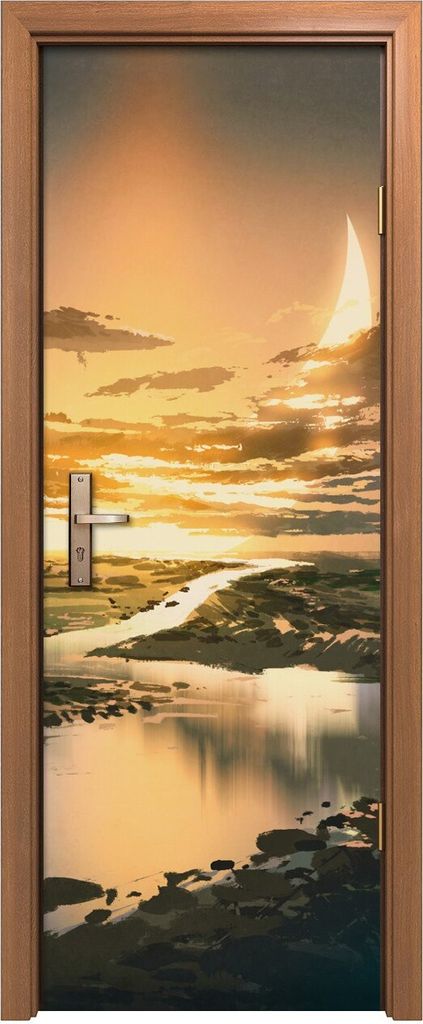 Türposter 70x200 cm Türaufkleber Türtapete Türfolie Klebefolie Landschafts der Wasser Straße in bunte