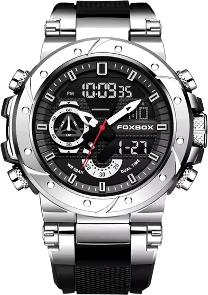 Montre FOXBOX Teo KP34987 - Robustesse et Lisibilité en Noir et Argent