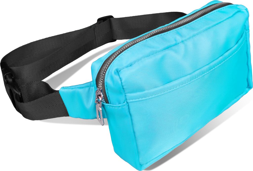 Bauchtasche Gürteltasche Hüfttasche Hip bag 3 Fächer Verstellbarer Gurt, Hellblau