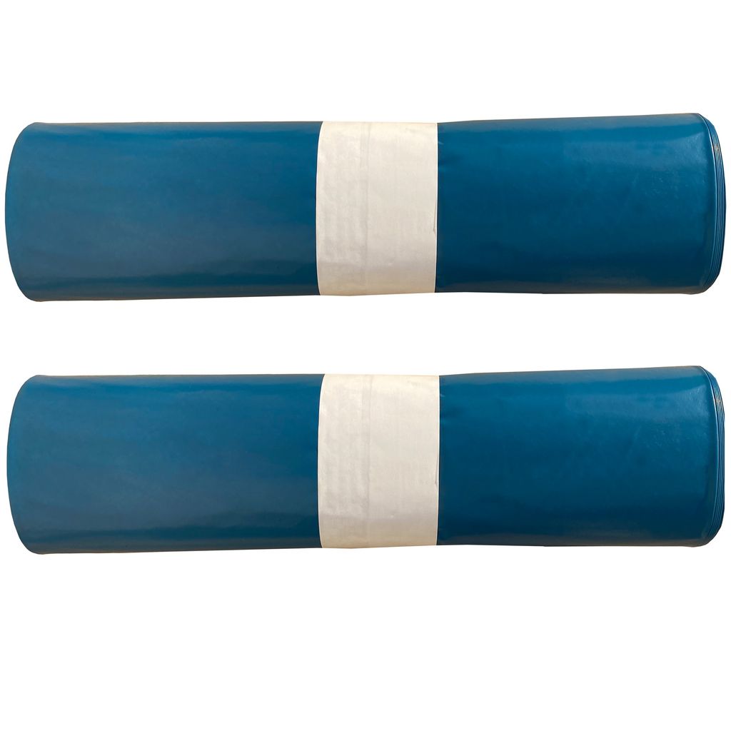 2 Rollen Schwerlast Müllsäcke, à 15 QUALITY PLUS Müllbeutel, Müllsäcke blau, Mülltüten extrem reißfest, 120l, 700x1100mm, 70my | speziell ...