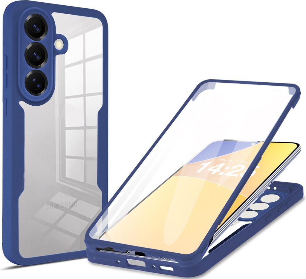 360 Grad Rundum Schutz Handyhülle für Samsung Galaxy A57 5G Full Cover Vollschutz Case Farbe: Blau