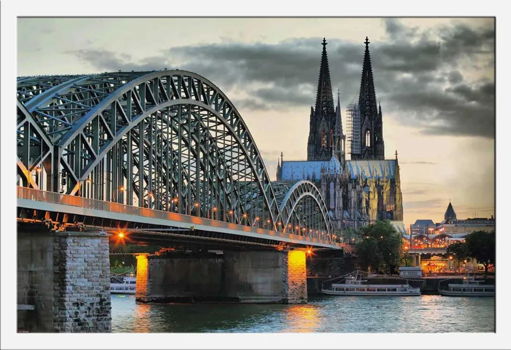 Poster Kölner Dom Encadré MDF Blanc Shinsuke® avec Vitre Acrylique Maxi