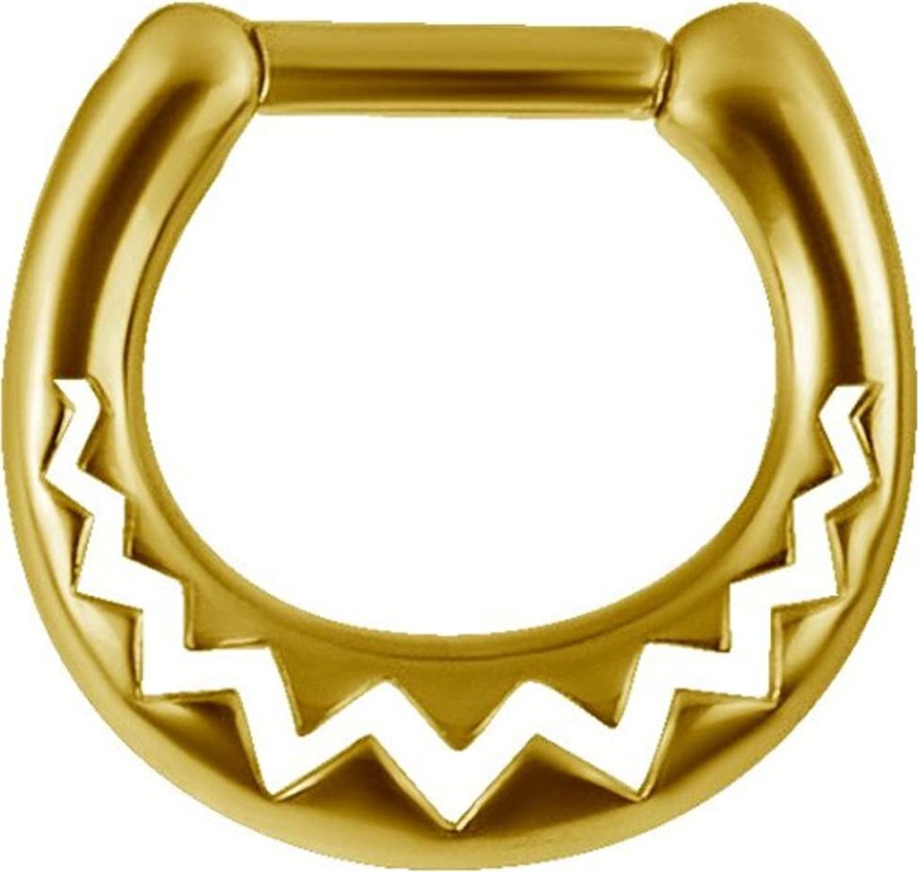 Karisma Edelstahl 316L Hinged Ring Piercing Ohrring Tribal Afrikan Pattern- 1,2x8mm - Gold