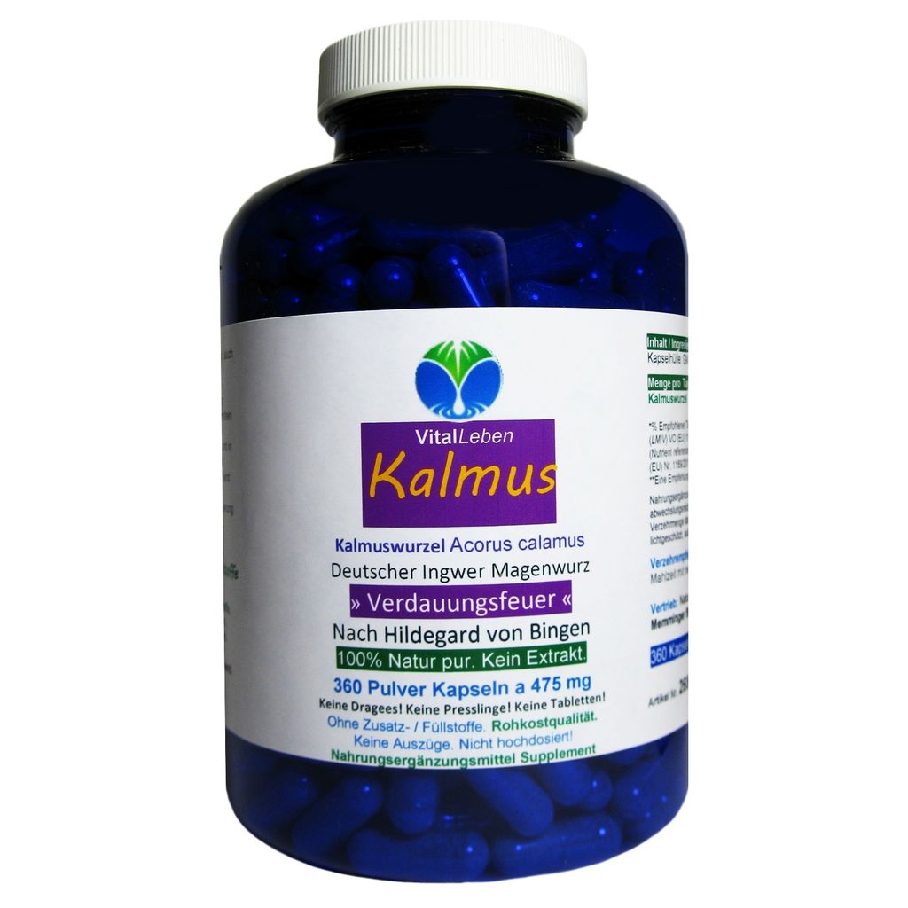 Kalmus-Wurzel Magenwurz Magen Bitter(stoffe) APERITIF & DIGESTIF Verdauung Stoffwechsel 360 Pulver Kapseln nach Ayurveda & Hildegard von Bingen