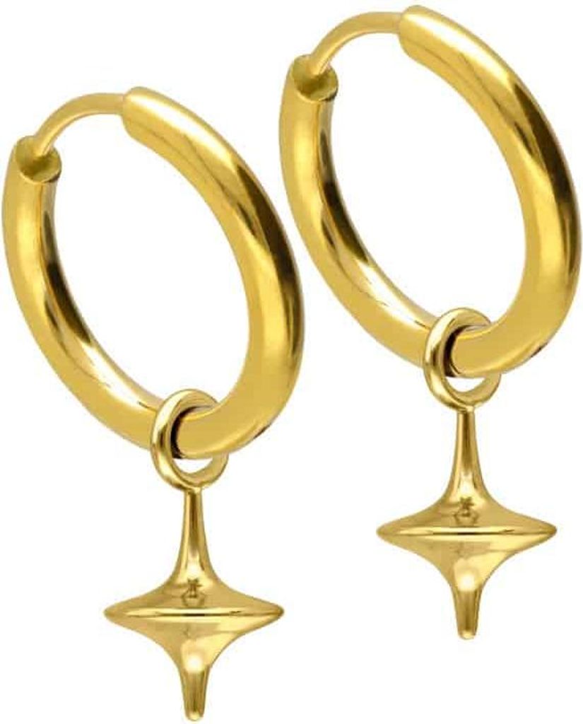 Chirurgenstahl Ohrclicker Creolen KREISEL Gold Innendurchmesser: 10mm + Designstärke: 2mm