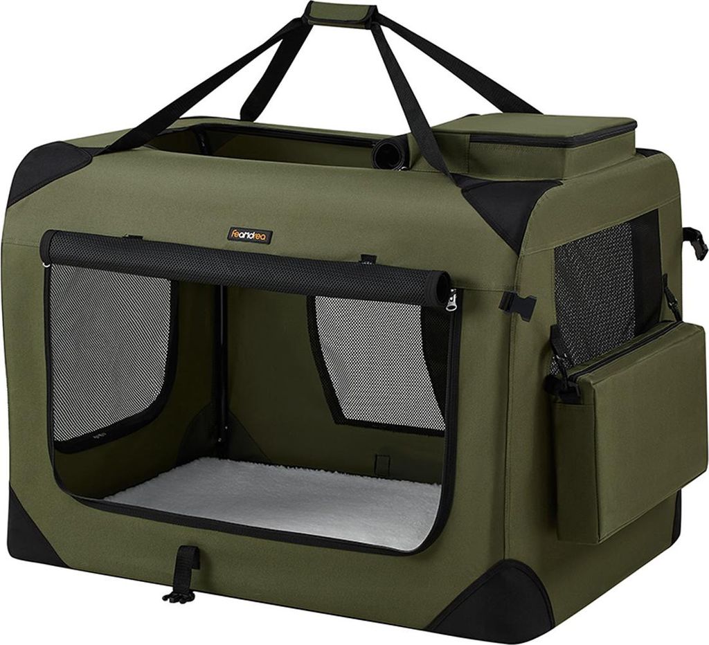 Hundebox XXL aus Oxford-Gewebe mit Griffen, waldgrün
