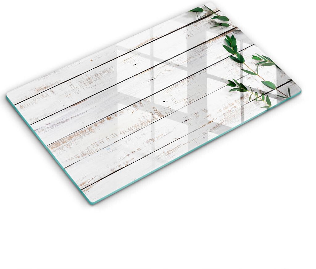 Abdeckung Glas - Küchenabdeckung - 30x52 cm - Abdeckplatte -Alte Bretter und Blätter