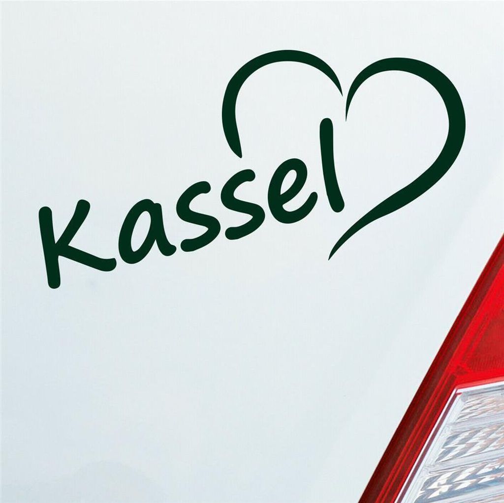 Auto Aufkleber Kassel Herz Stadt City Liebe Love Heimat 16,5x8 cm Dunkelgrün Sticker Heckscheibenaufkleber