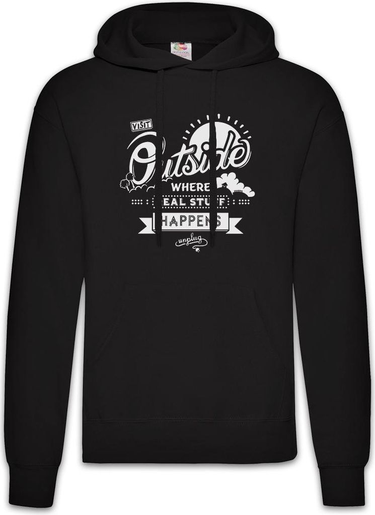 Urban Backwoods Visit Outside Nerd, Herren Hoodie, Farbe: Schwarz, Größe: 2XL