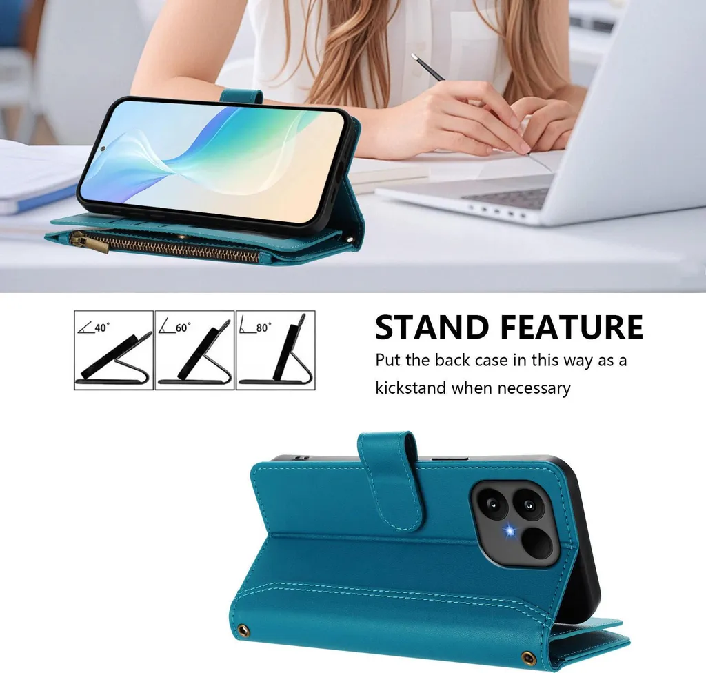 Custodia Business Fairphone 6 Blu Lago: Pelle Sintetica e Zip - 2