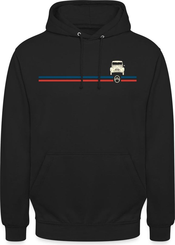 Spreadshirt Citroën 2CV Ente Streifen Logo Uni Hoodie, 3XL, Schwarz