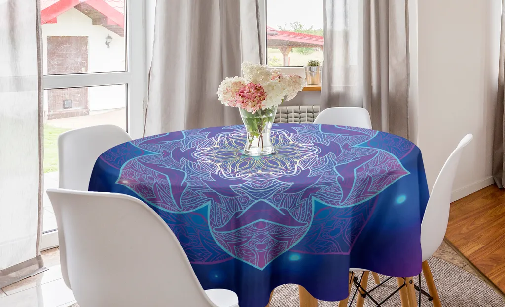ABAKUHAUS Tovaglia rotonda Stern Mandala, stile geometrico, tovaglia circolare per sala da pranzo e cucina, 150 cm, multicolore