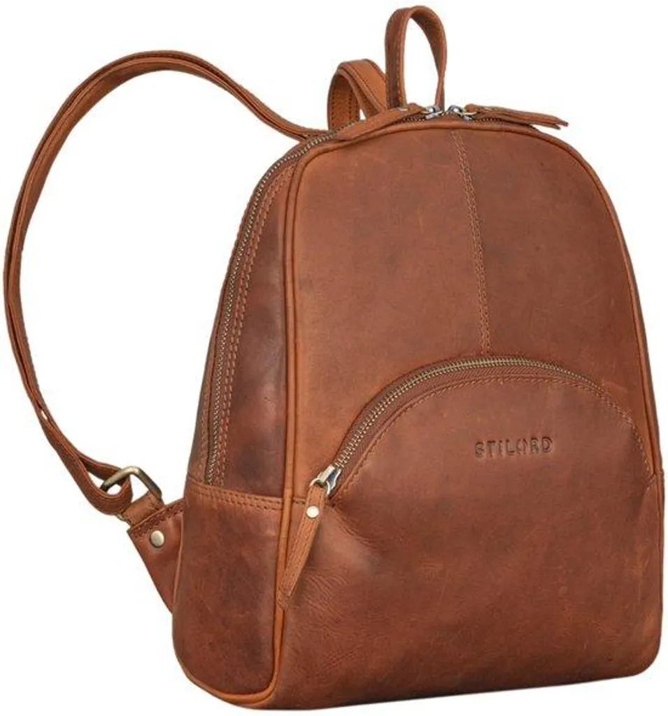Petit sac à dos cuir véritable cognac avec fermeture anti-vol discrète