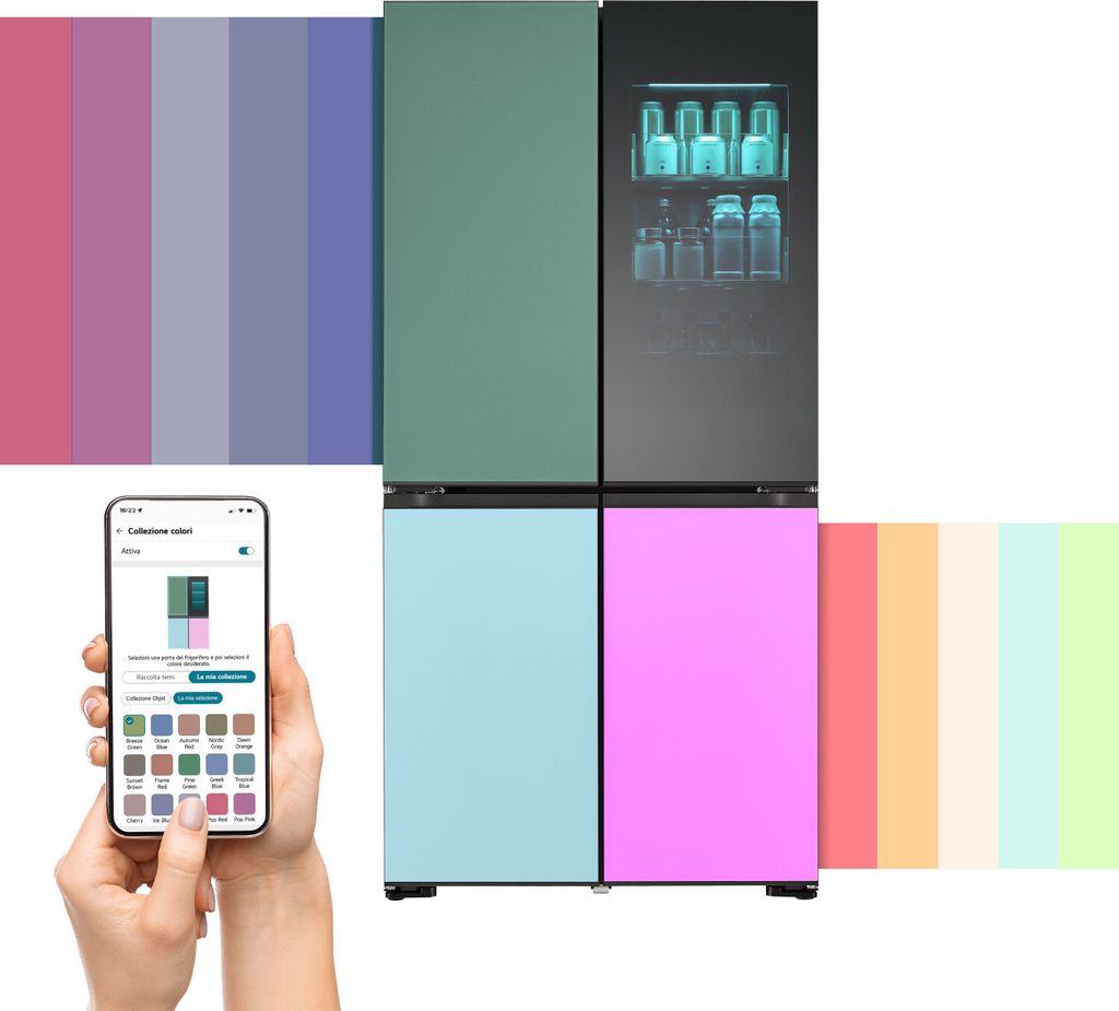 LG InstaView GMV960NNME Side-by-Side Kühlkombination Freistehend 617 l E Mehrfarbig