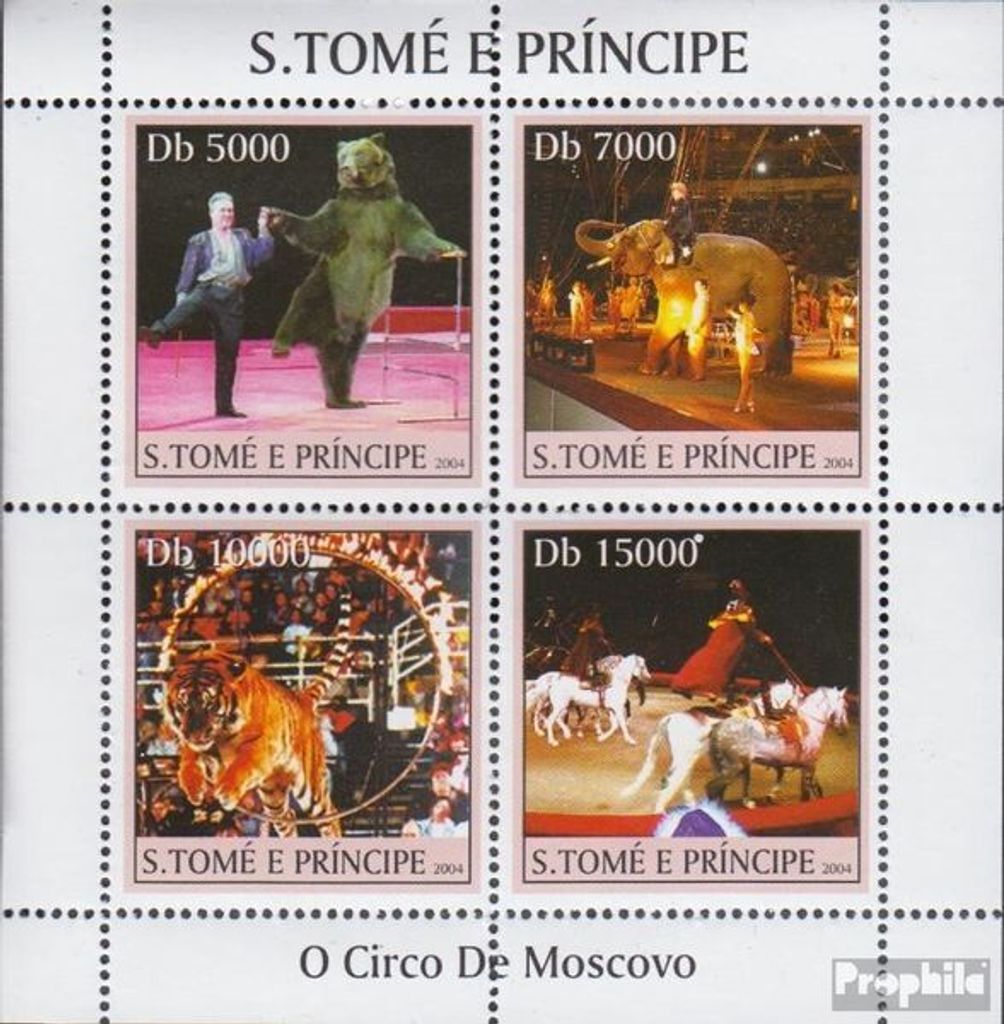 Briefmarken Sao Tome e Principe 2004 Mi 2669-2672 Kleinbogen (kompl.Ausg.) postfrisch Zirkus