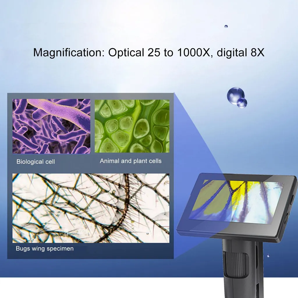 Microscope 1000x écran IPS 5 pouces avec 3 modes d'éclairage LED réglables - 2