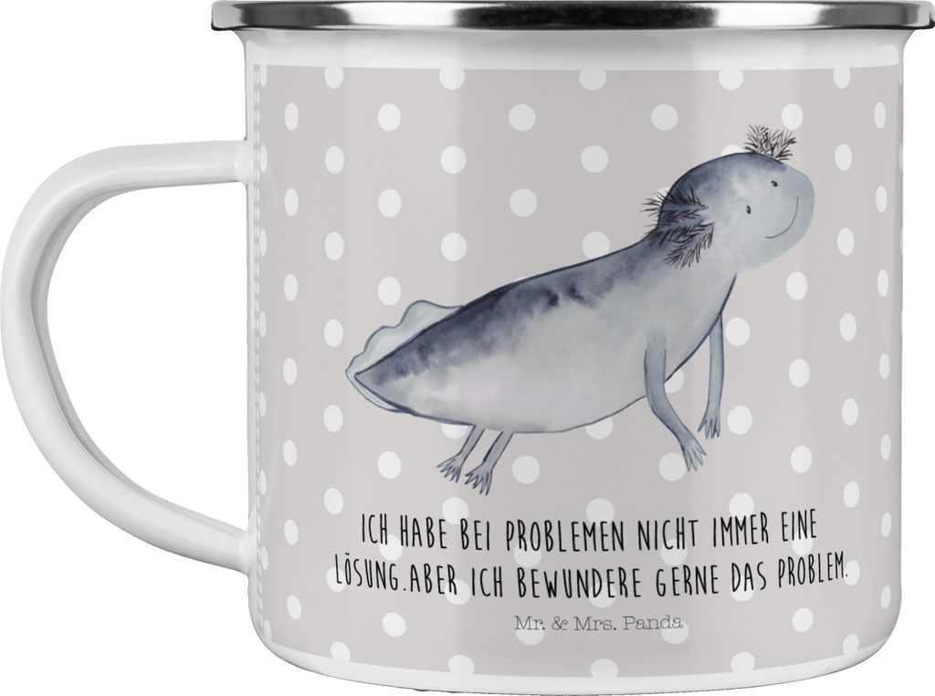 Mr. & Mrs. Panda Emaille Tasse Axolotl Schwimmen - Grau Produktbild 