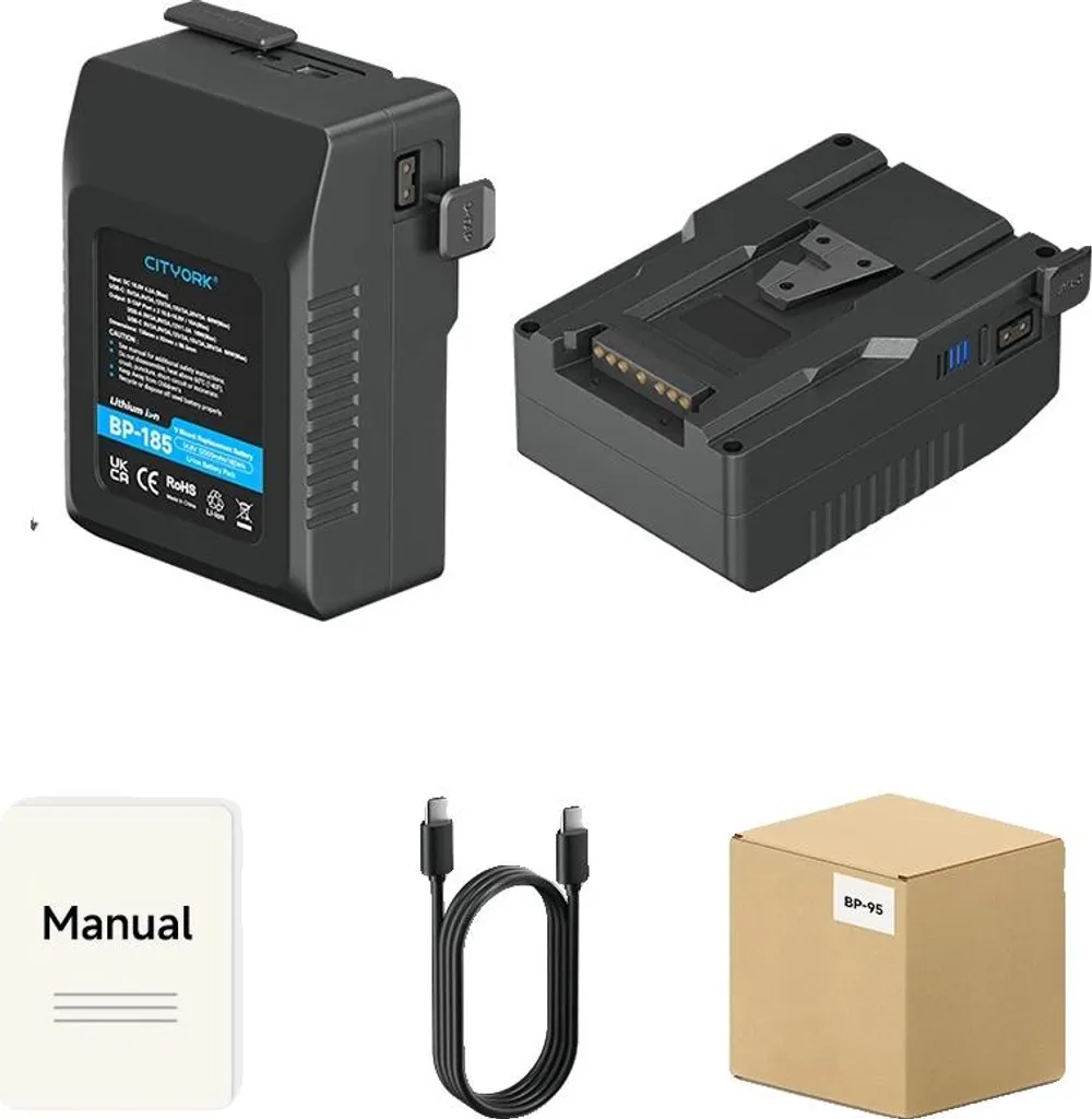 Batterie Lithium BP-185 12500 mAh V-Mount avec recharge USB pratique