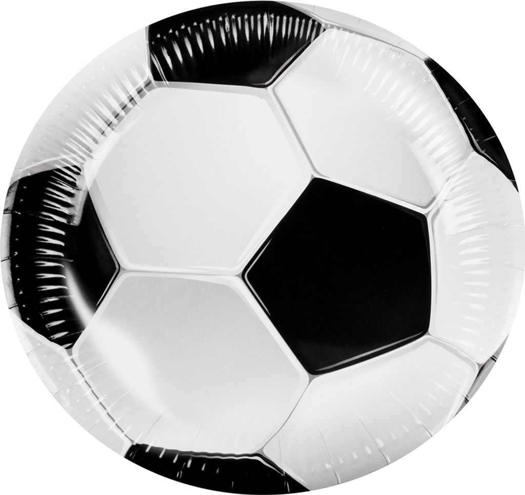 6 Stück Fußball Pappteller 23 cm Durchm. Fußballparty Deko