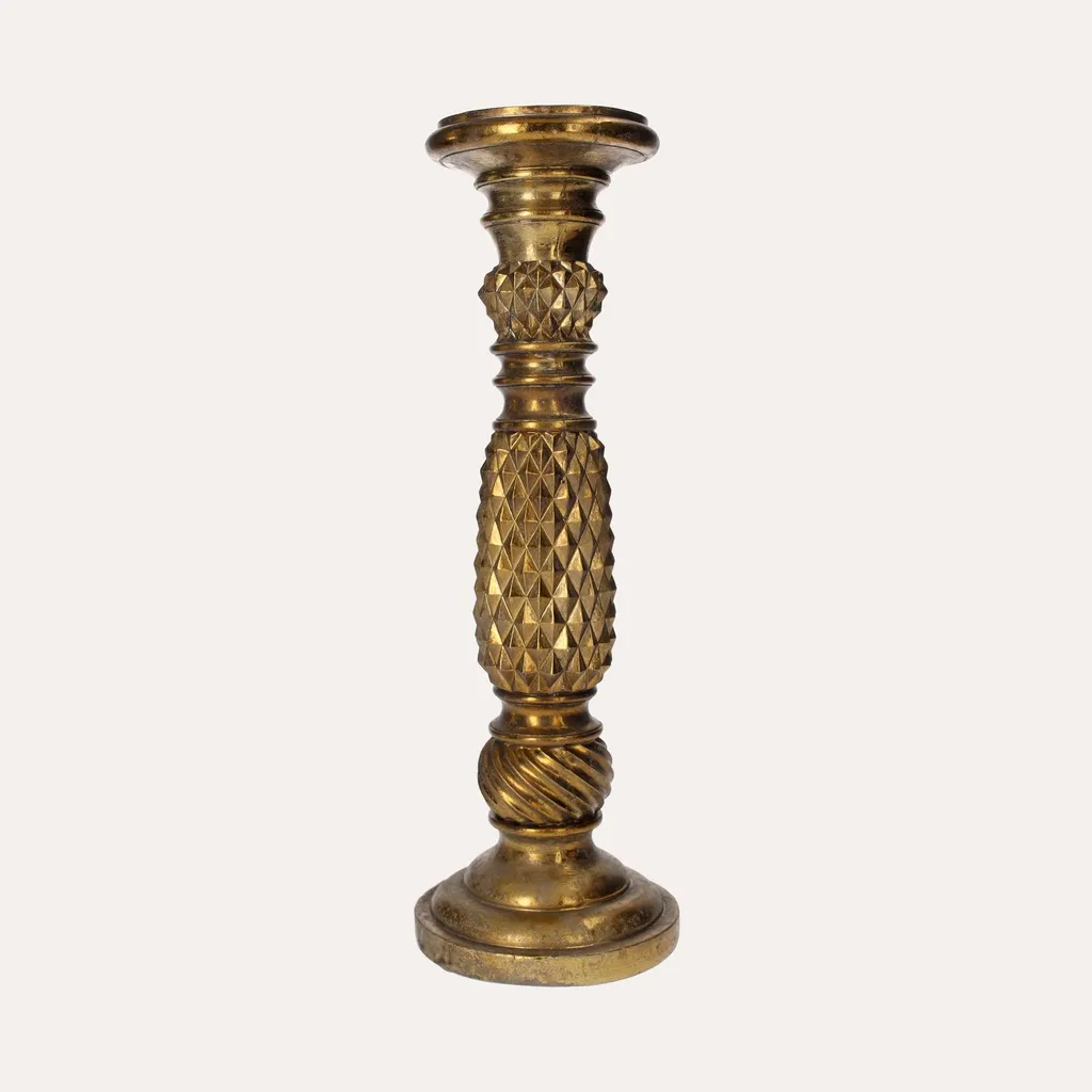 KEYHOMESTORE Bougeoir en fer aspect laiton doré pour bougies piliers
