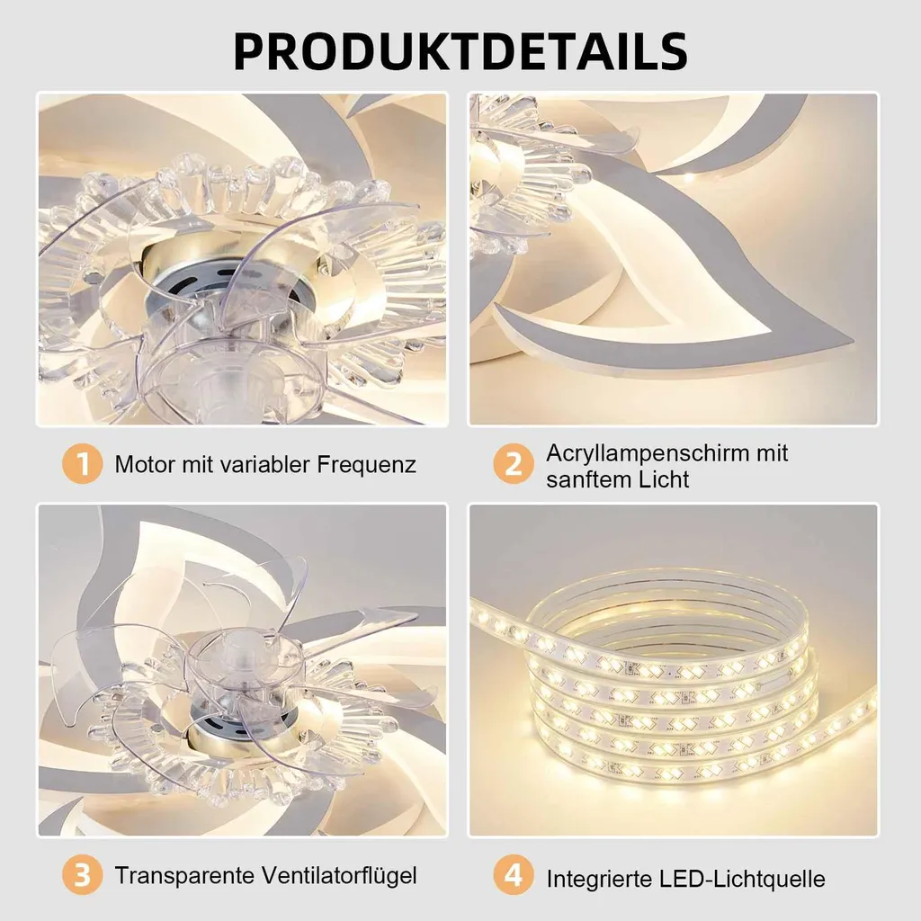 Plafonnier Ventilateur LED Dimmable avec App et 6 Vitesses de Vent - 5