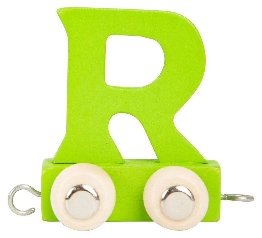 Train à lettres en bois vert R Small Foot - Wagon alphabet miniature