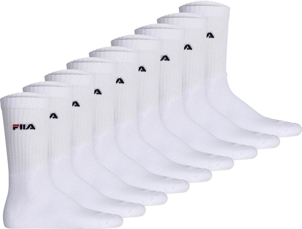 FILA Unisex Socken, 9er Pack - Tennissocken, Crew Socks, Logo Weiß 35-38