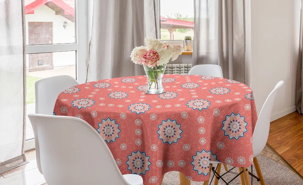 Tovaglia Circolare 150cm Design Marocchino - Corallo Pesca Blu