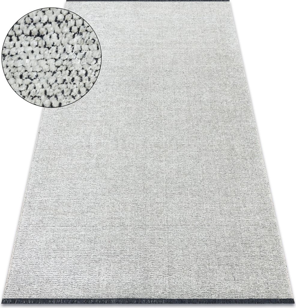 Teppich FLORENCE 24021 Einfarbig, Glamour, Flachgewebt, Fransen - creme beige 135x190 cm