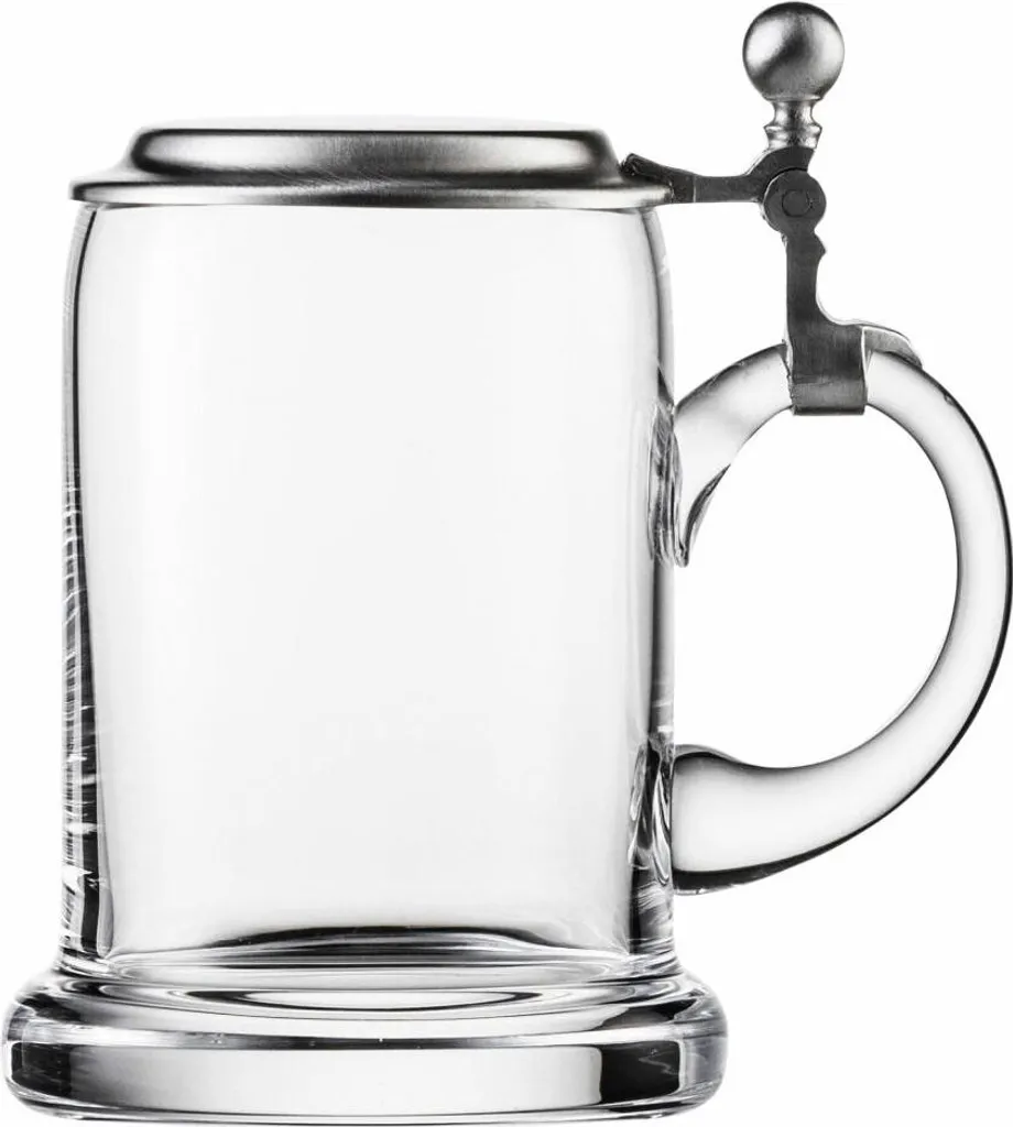Verre à bière 0.5L Eisch Seidel avec Couvercle en Étain et Verre Robuste