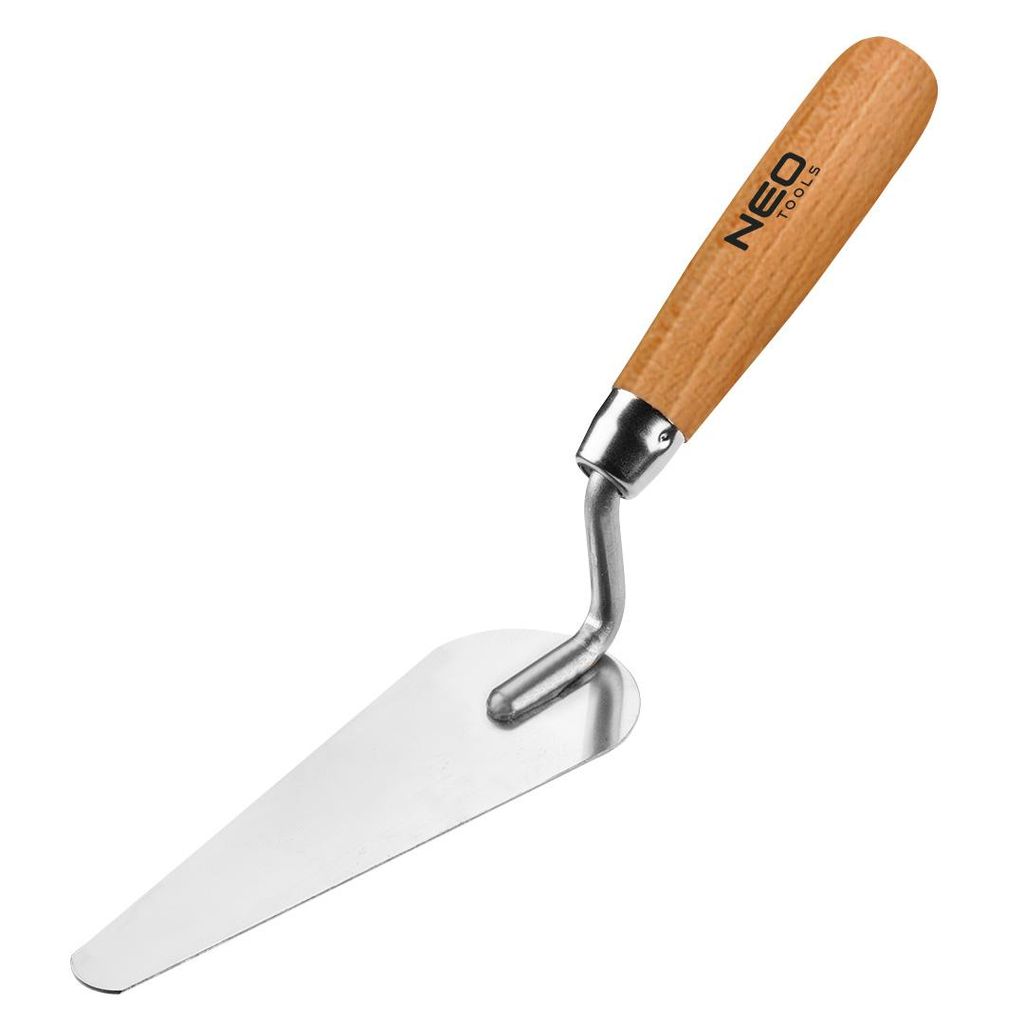 NEO TOOLS Stuckateurkelle „Katzenzunge“ mit Holzgriff, gerader Hals 165 x 17 x 54 mm| Katzenzungen-Kelle