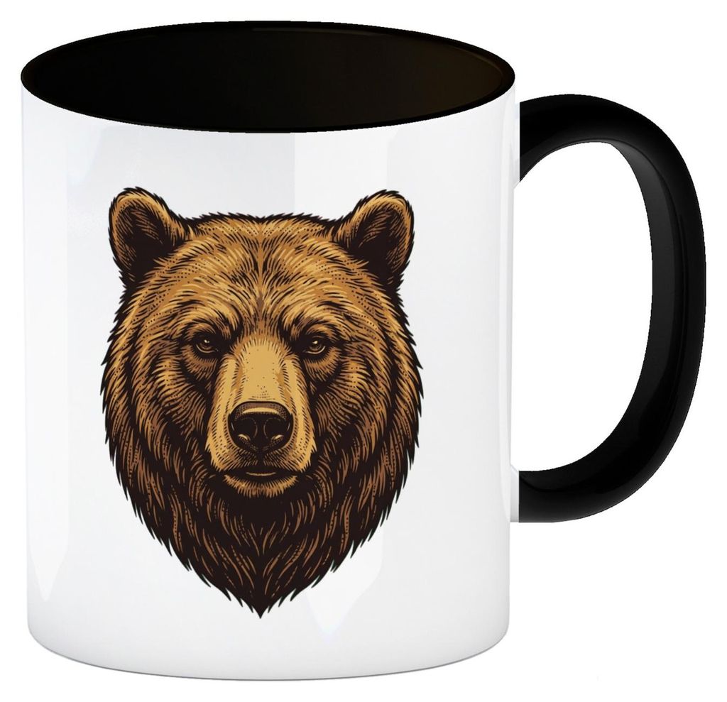 Braunbär Kaffeebecher in schwarz für Naturliebhaber