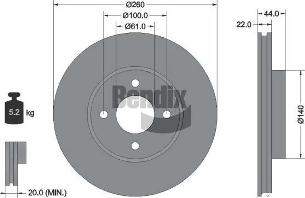 Disque de frein avant pour Nissan Micra et Note - Qualité Bendix