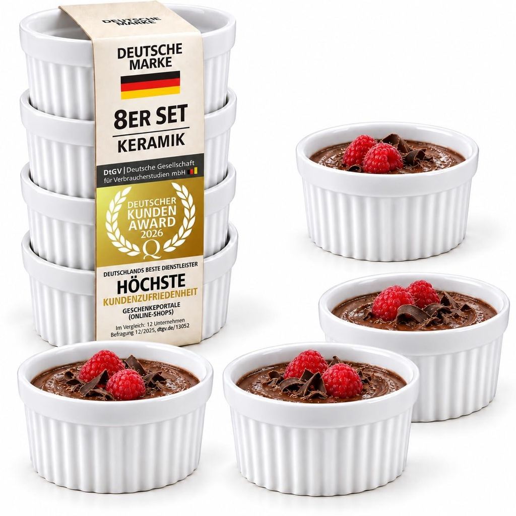 Dimono® Set van 8 dessertkommen van keramiek (170 ml) – Productafbeelding 