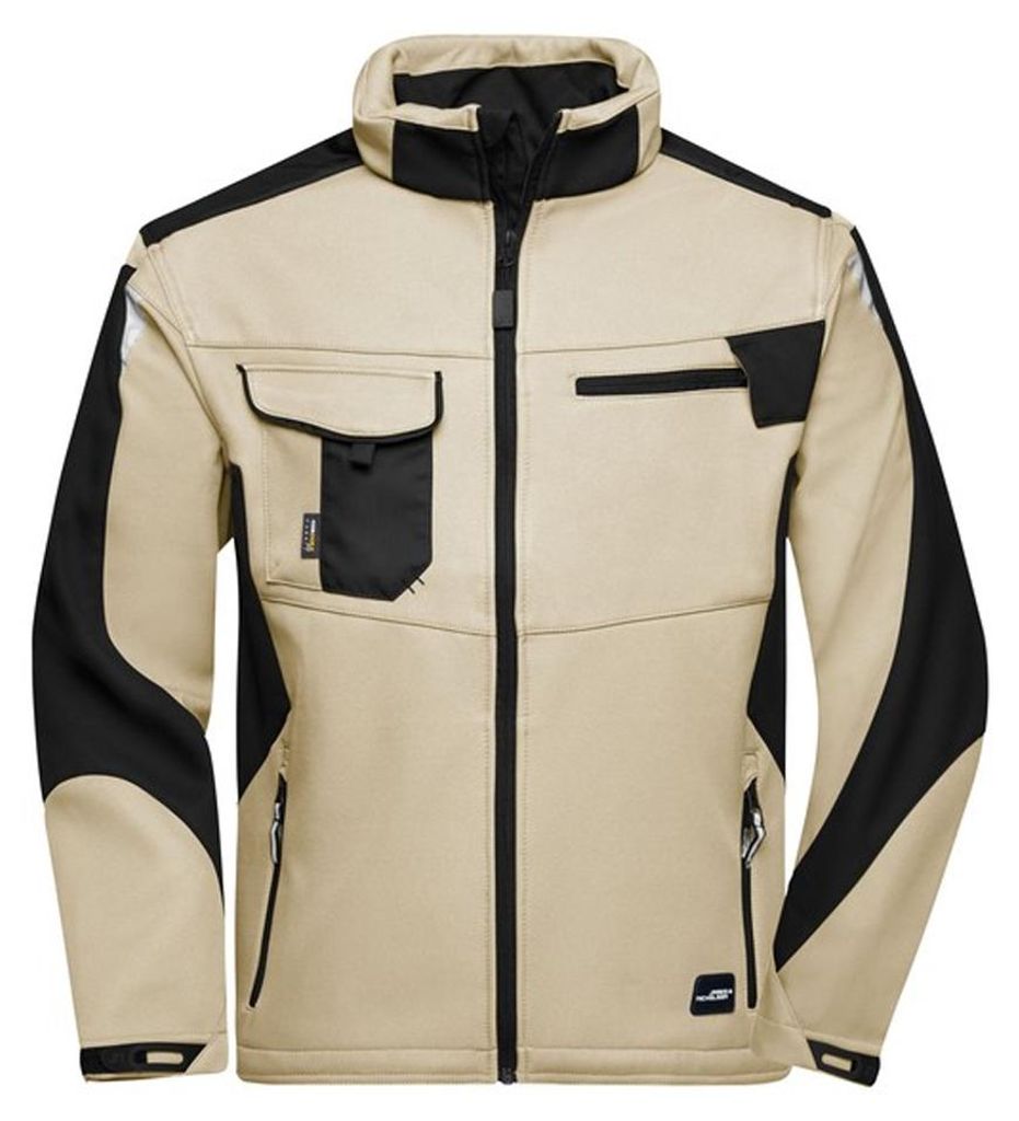 James and Nicholson - "Strong" Softshelljacke für Herren/Damen Uni LT5980 (M) (Steinfarben/Schwarz)