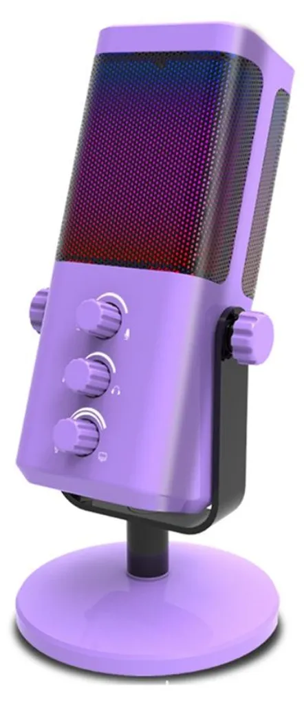INF Microphone Condensateur USB RGB PC ABS 14cm Streaming Violet Gamer