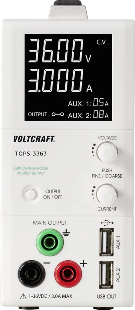 Alimentation de labo 100W VOLTCRAFT TOPS-3363 format étroit 3 sorties