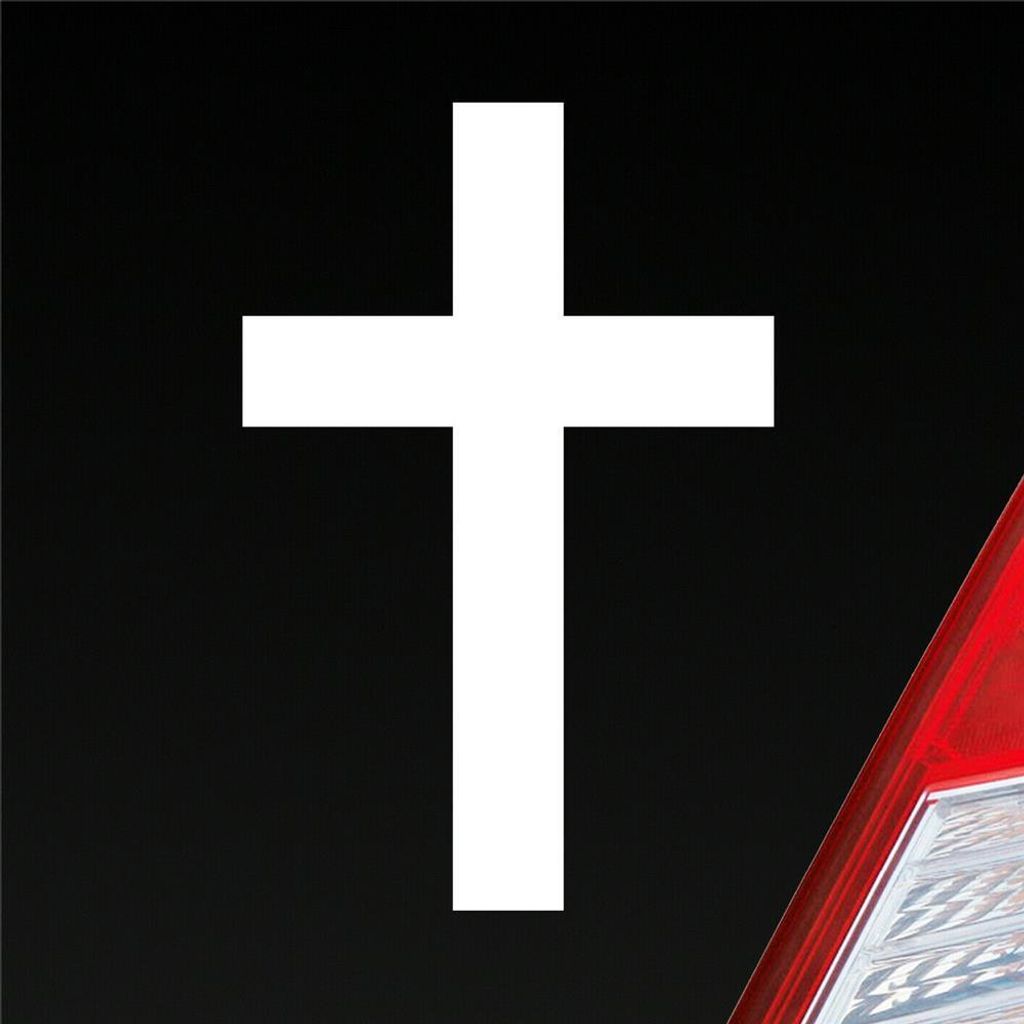 Auto Aufkleber Kreuz Kirche Church Kruzifix Crucifix Glaube 6x10 cm Weiss Matt Sticker Heckscheibenaufkleber