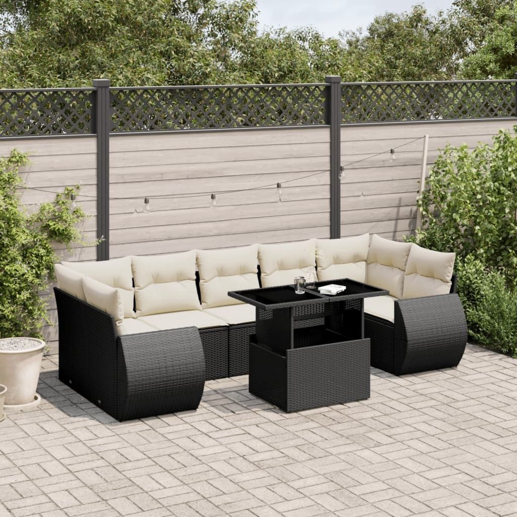 Maison Exclusive - 8-tlg. Garten-Sofagarnitur mit Kissen Schwarz Poly Rattan