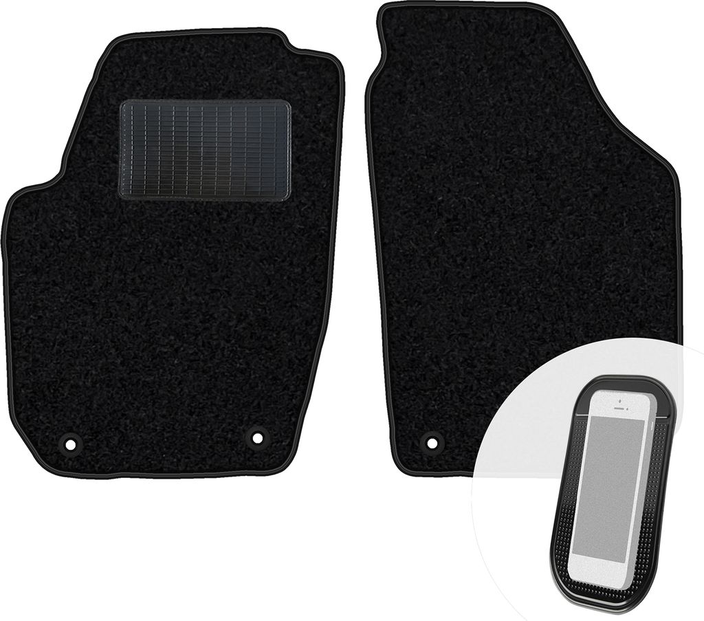 moto-MOLTICO Vorne Fußmatten Auto Velours Autoteppiche Schwarz Automatten Set 2-teilig passend für Skoda Fabia 2 2007-2014