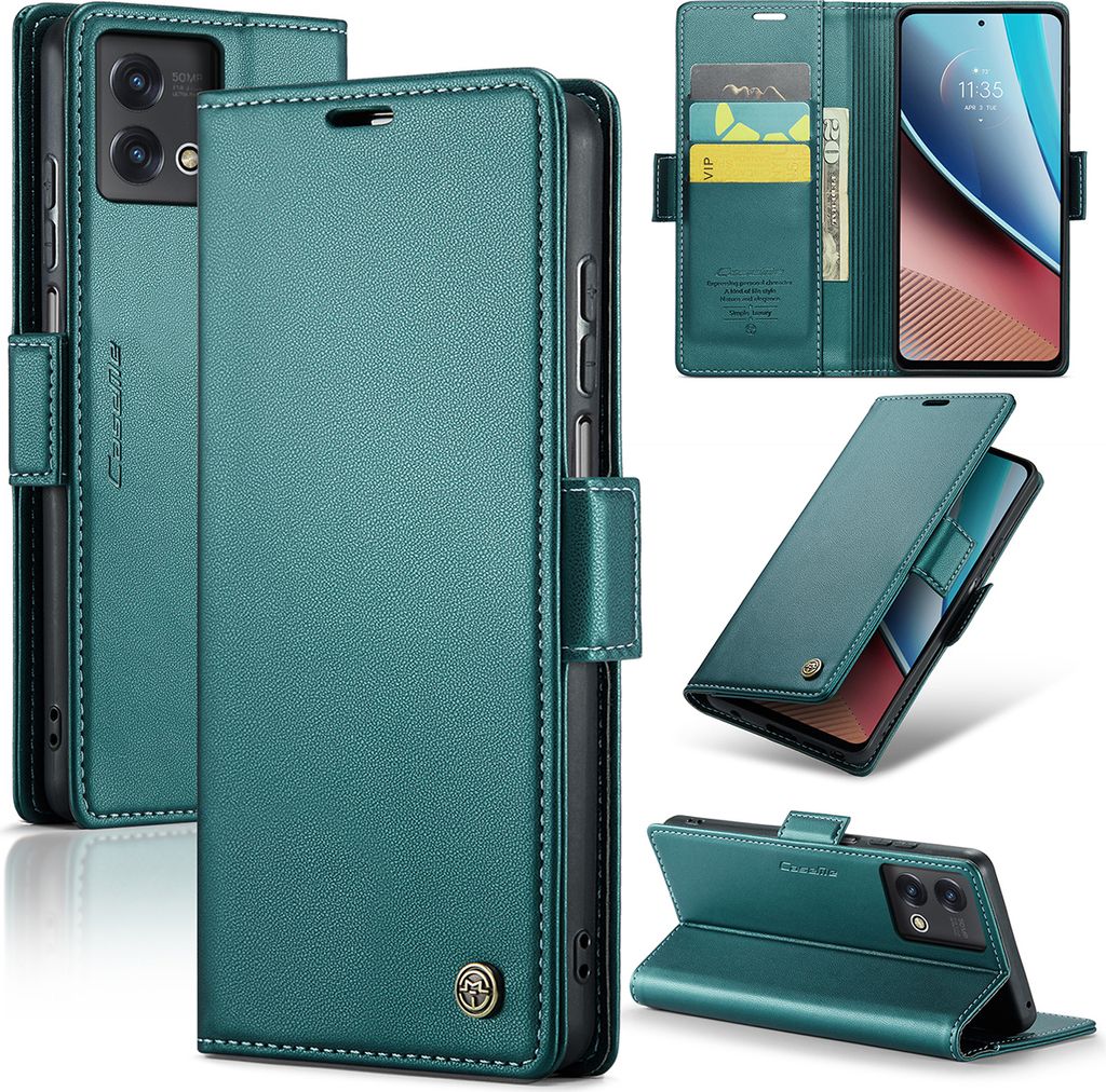 Moto G Stylus 5G 2023 Hülle, Leder Brieftasche Kartenfach Schutzhülle mit Standfunktion für Motorola Moto G Stylus 5G (2023) Grün