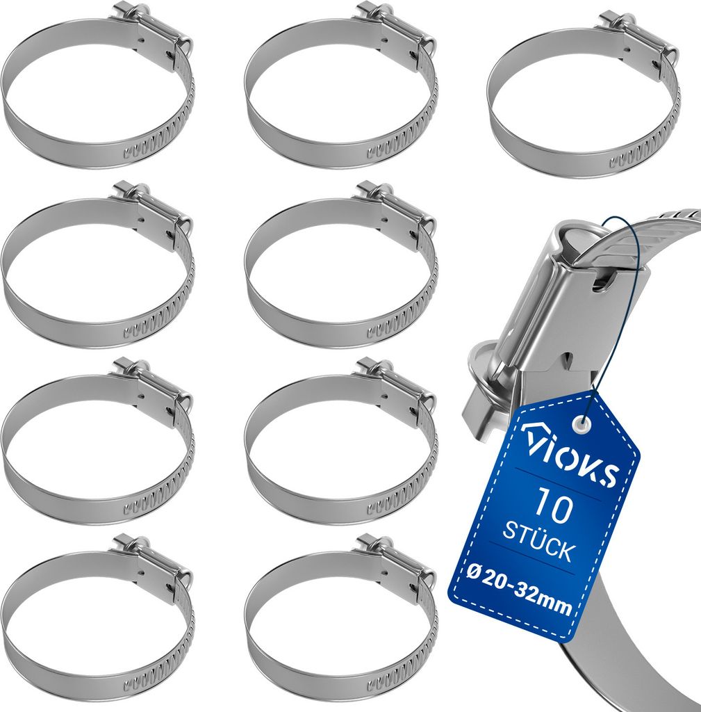 10x Schlauchschelle 20-32mmØ für Ablaufschlauch Geschirrspüler und Waschmaschine