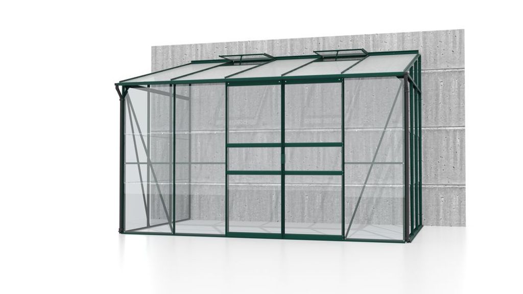 Vitavia Anlehn-Gewächshaus "Ida 6500" smaragd grün 6,5 m² 3 mm ESG/6 mm HKP