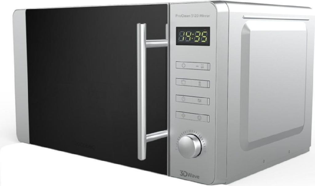 A studio shot of a microwave oven against a white background.
