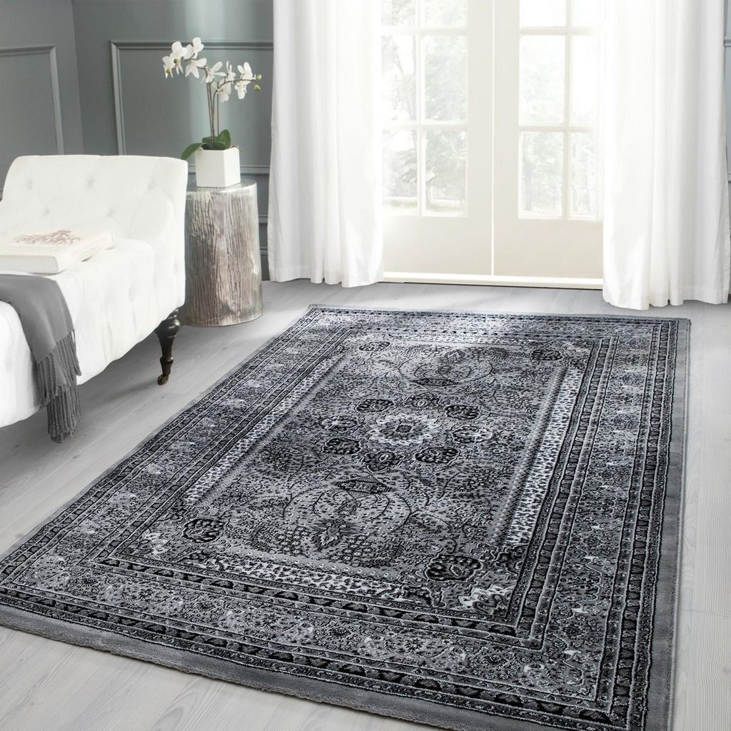 Klassischer grauer Orientteppich für Wohn- und Esszimmer – weich, 12 mm 200 x 290 cm