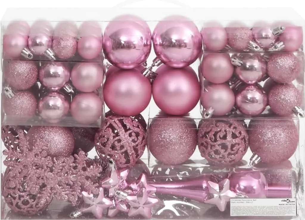 Décorations de Noël Rosa : lot de 111 boules incassables légères