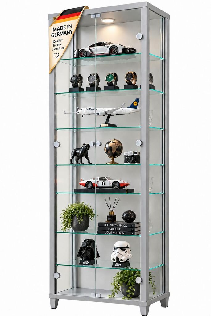 AGIONDA Standvitrine mit LED-Beleuchtung, Glasvitrine mit 2 Produktbild 
