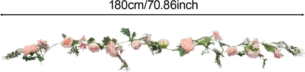Couronne florale rose poudré avec roses synthétiques haute densité